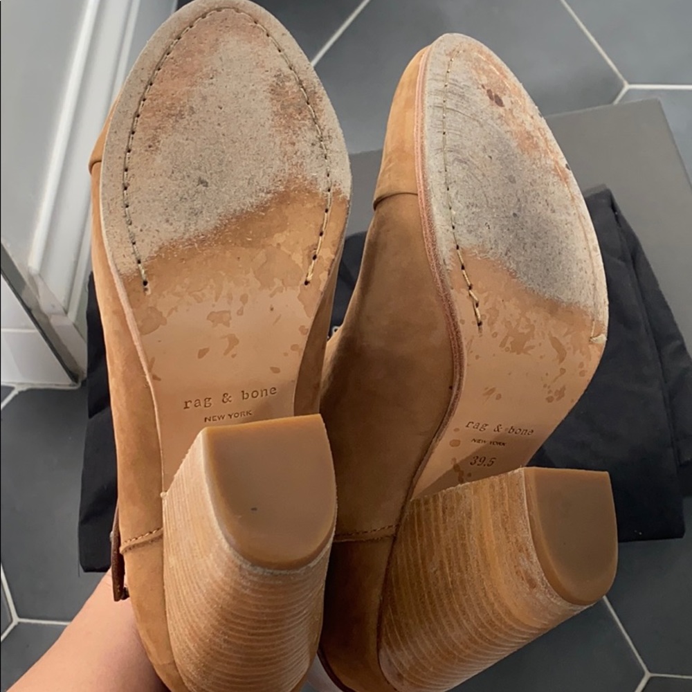 Rag & Bone Camel Suede Harrow Stacked Heel Booties - image 6